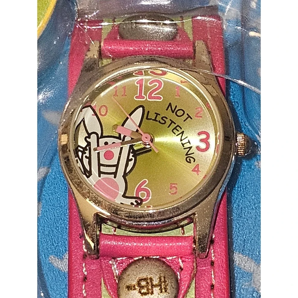 Vintage Y2K Its Happy Bunny Analog Watch Jim Benton Not Listening Sealed NOS